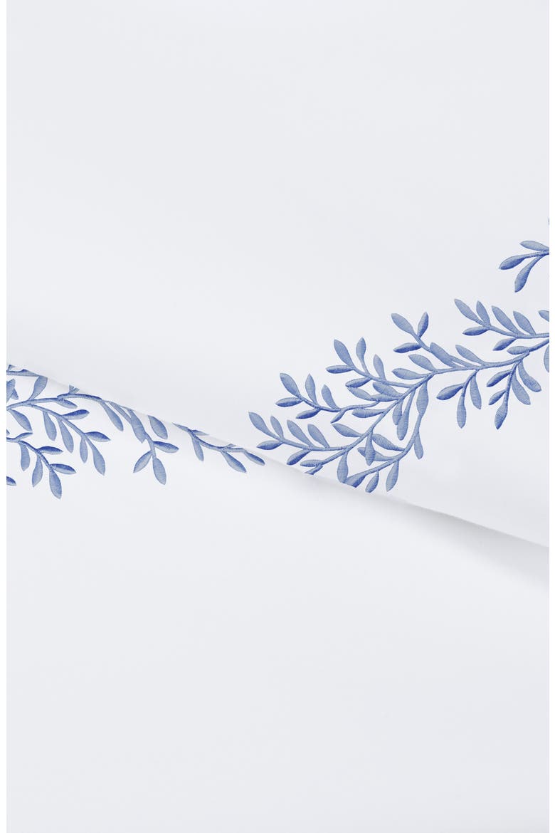 Floral Leaf Embroidered 600 Thread Count 100% Cotton Sheets, Alternate, color, BLUE