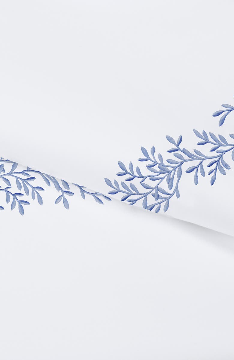 MELANGE HOME Floral Leaf Embroidered 600 Thread Count 100% Cotton Sheets, Alternate, color, Blue