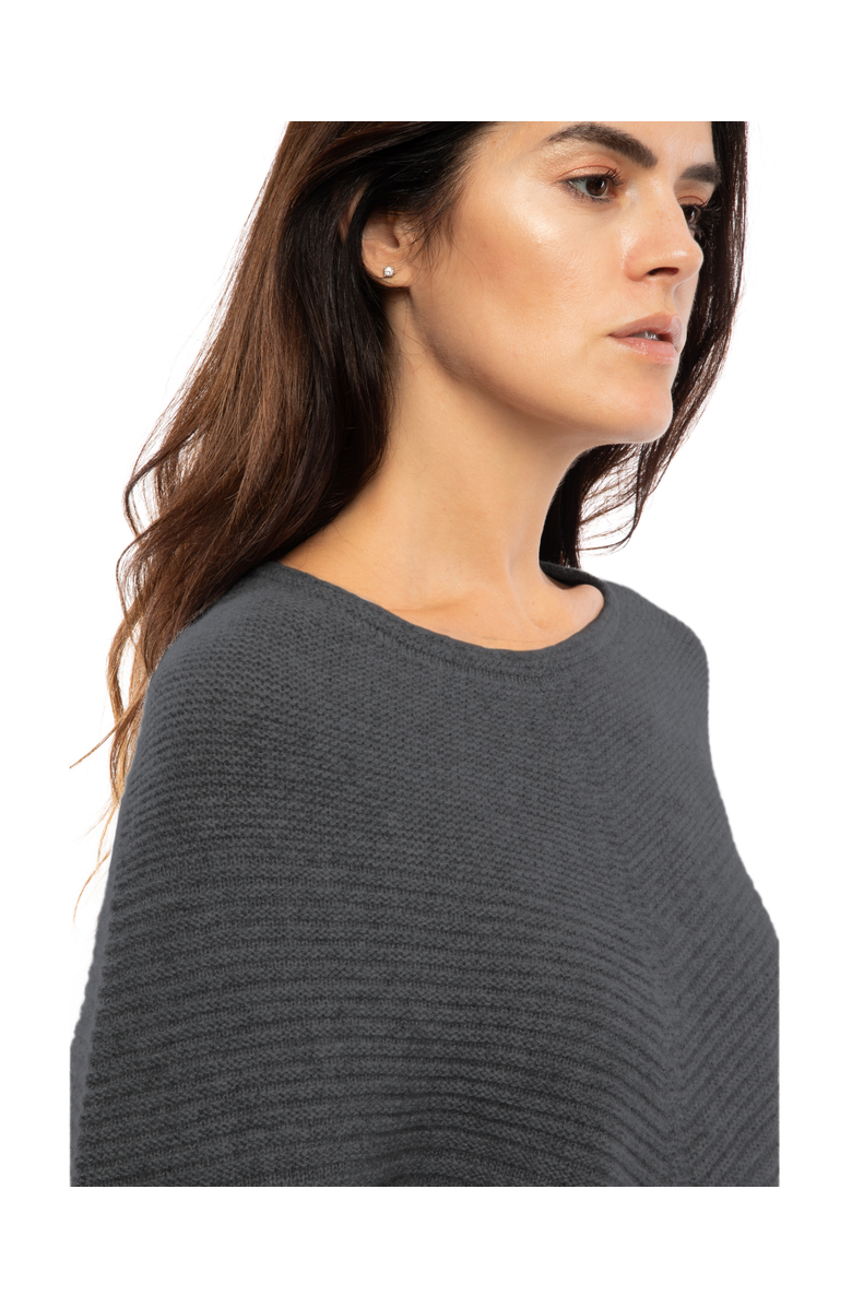Monticelli Cashmere Pure Cashmere Ribbed Knit Poncho, Alternate, color, Charcoal