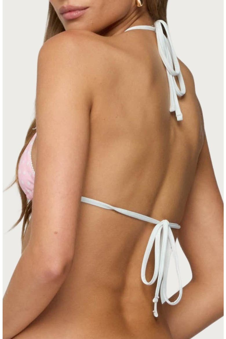 Leigh Polka Dot Triangle Bikini Top, Alternate, color, PINK-AND-WHITE