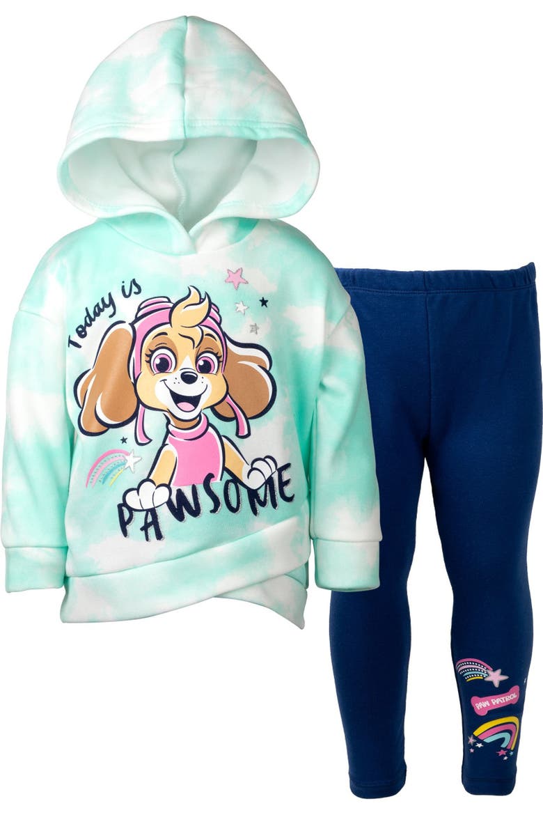 2-Piece Fleece Hoodie and Leggings Set, Alternate, color, Skye Aqua Navy