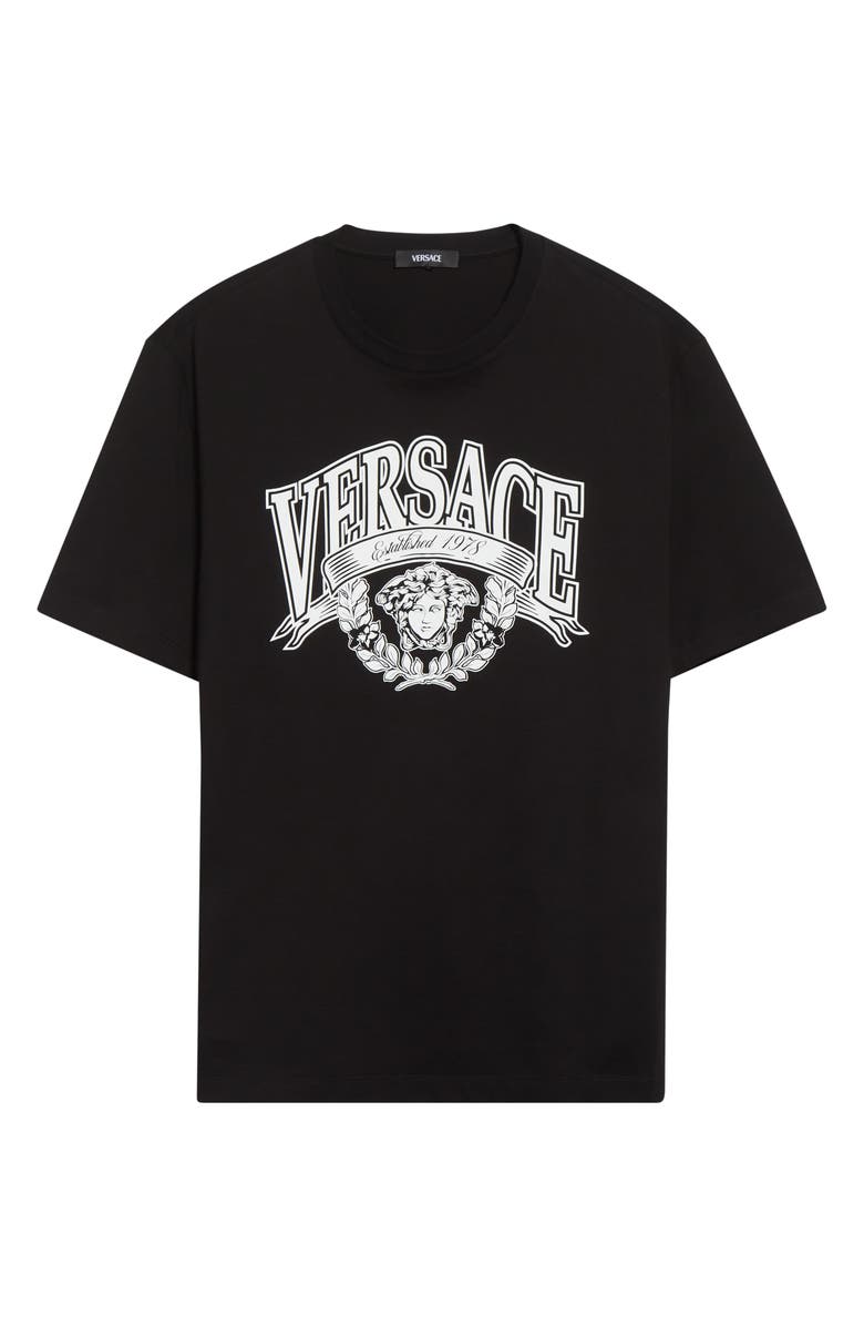 Versace Medusa Logo Compact Cotton Graphic T-Shirt, Alternate, color, Black
