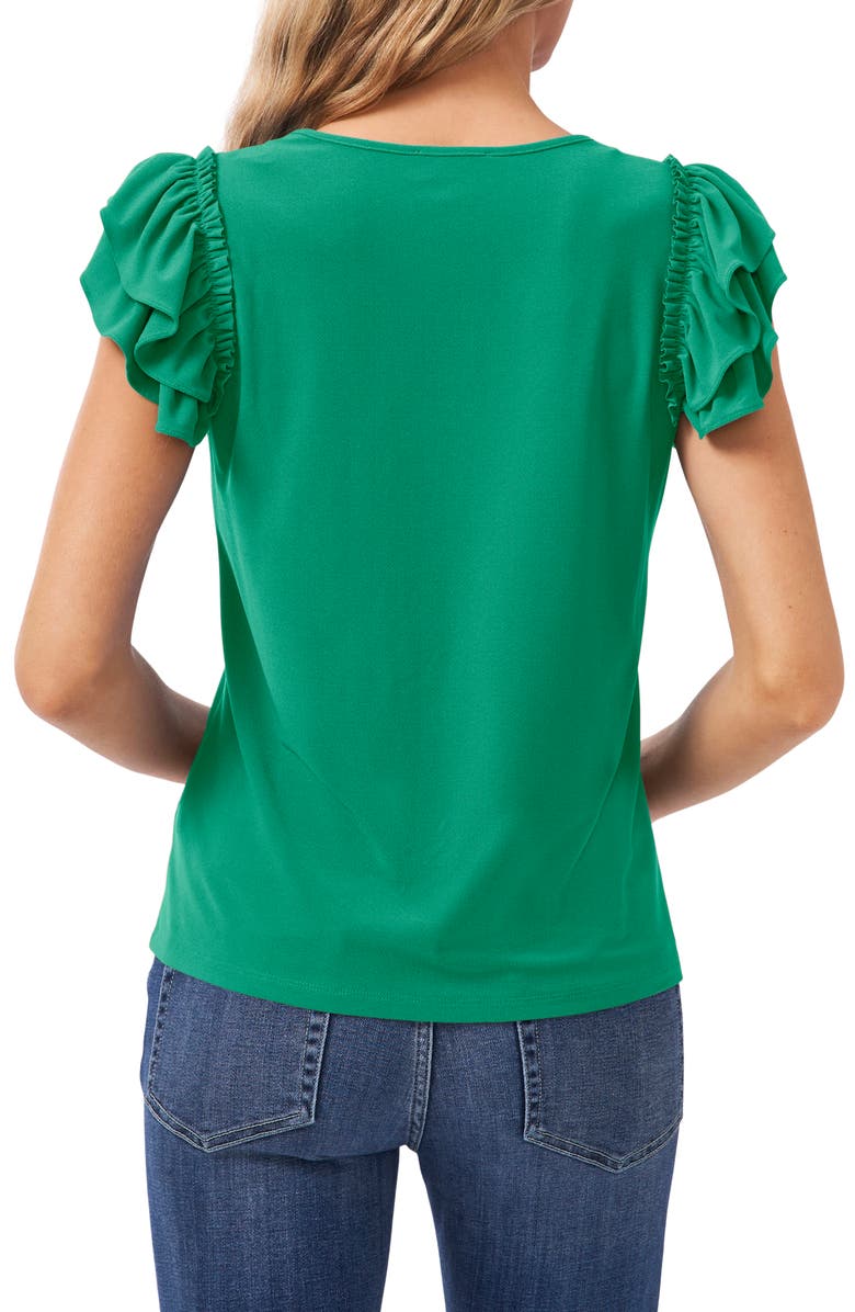 CeCe Double Ruffle Knit Top, Alternate, color, Lush Green