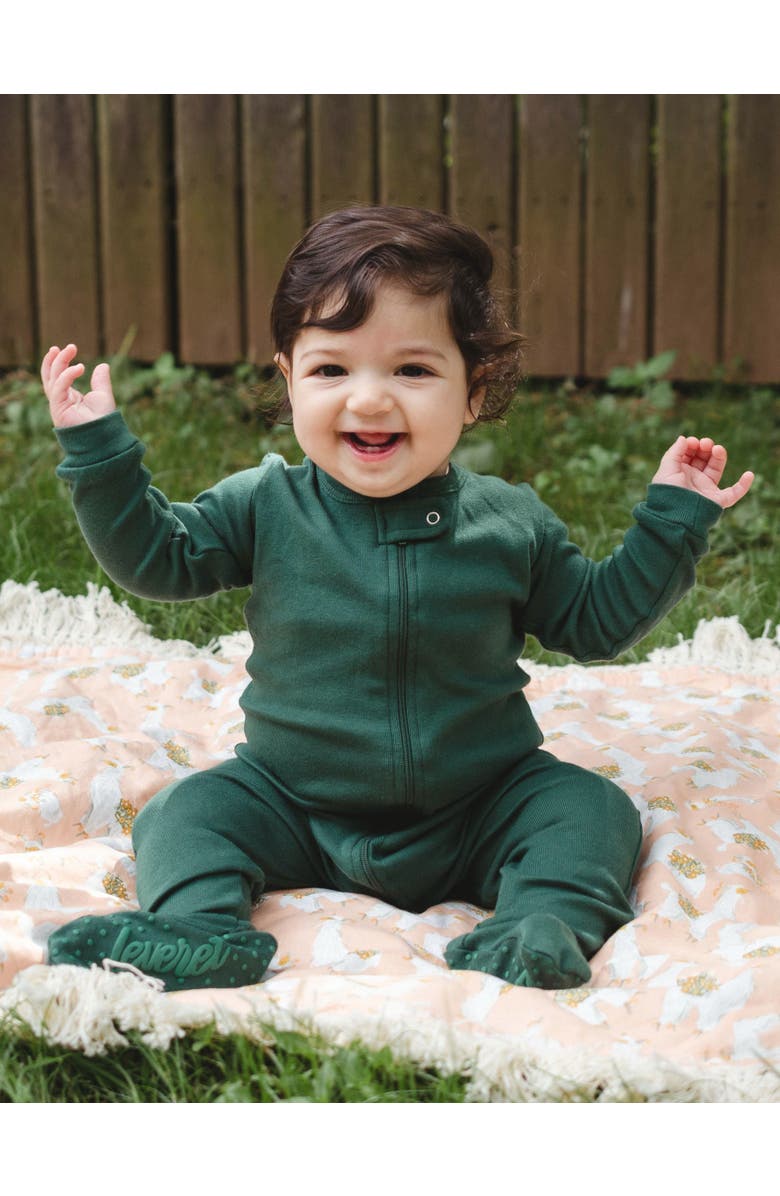 Leveret Footed Solid Cotton Matching Family Pajamas, Alternate, color, Uniform Green