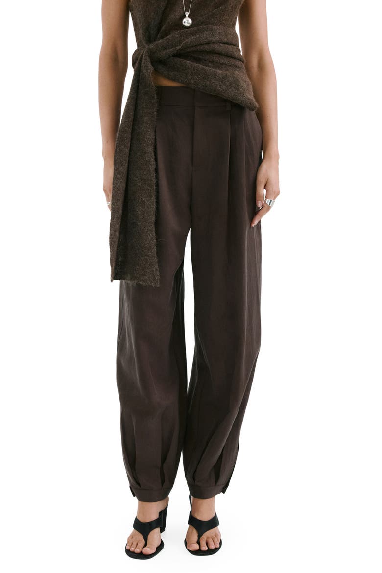 Pleated Baggy Pants, Main, color, CHOCOLATE
