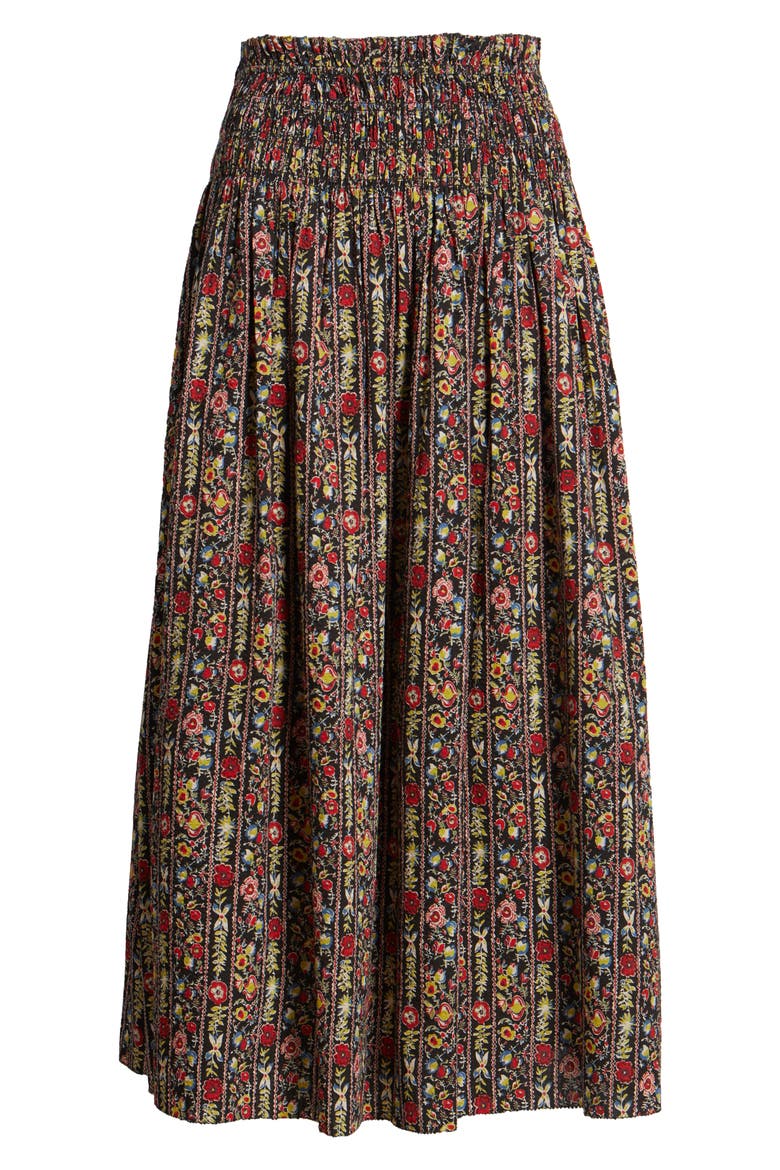 The Canary Floral A-Line Midi Skirt, Alternate, color, GARLAND PRINT