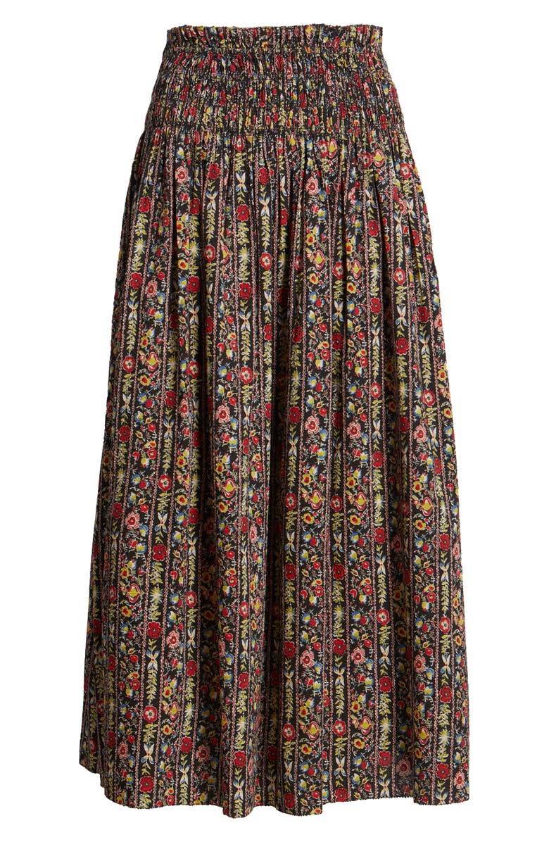 THE GREAT. The Canary Floral A-Line Midi Skirt, Alternate, color, Garland Print