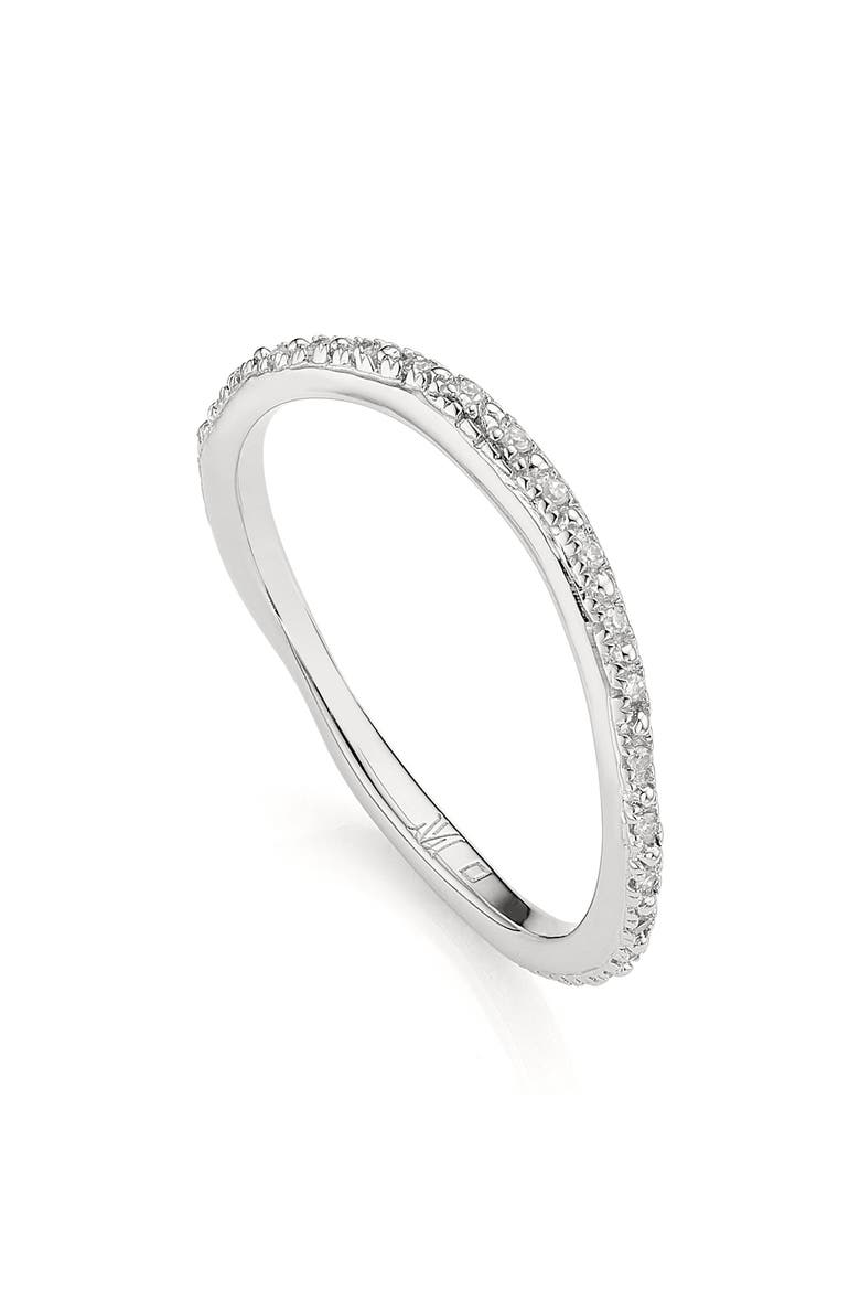 Riva Wave Diamond Eternity Ring, Main, color, SILVER/ DIAMOND