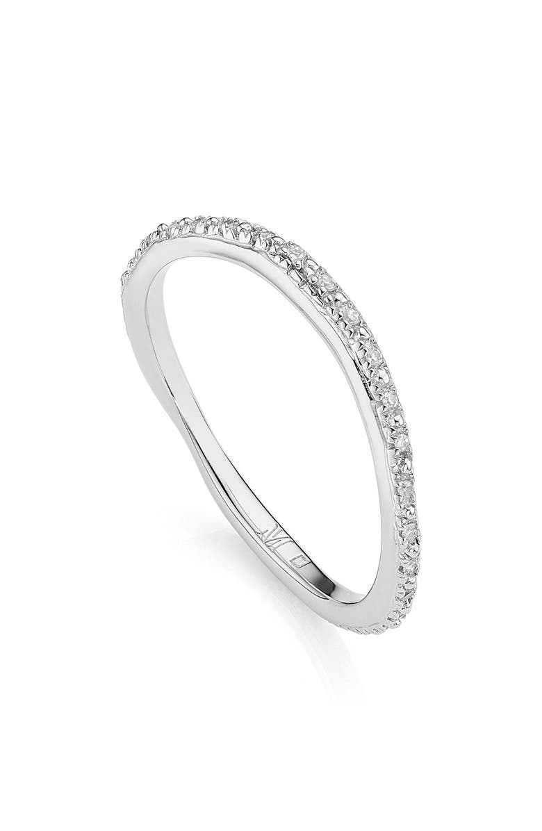 Monica Vinader Riva Wave Diamond Eternity Ring, Main, color, Silver/ Diamond