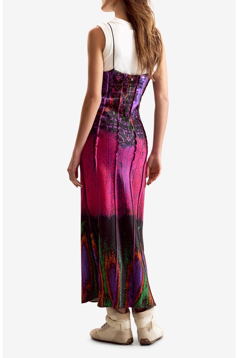 Mixed Media Print Midi Dress, Alternate, color, FUCHSIA
