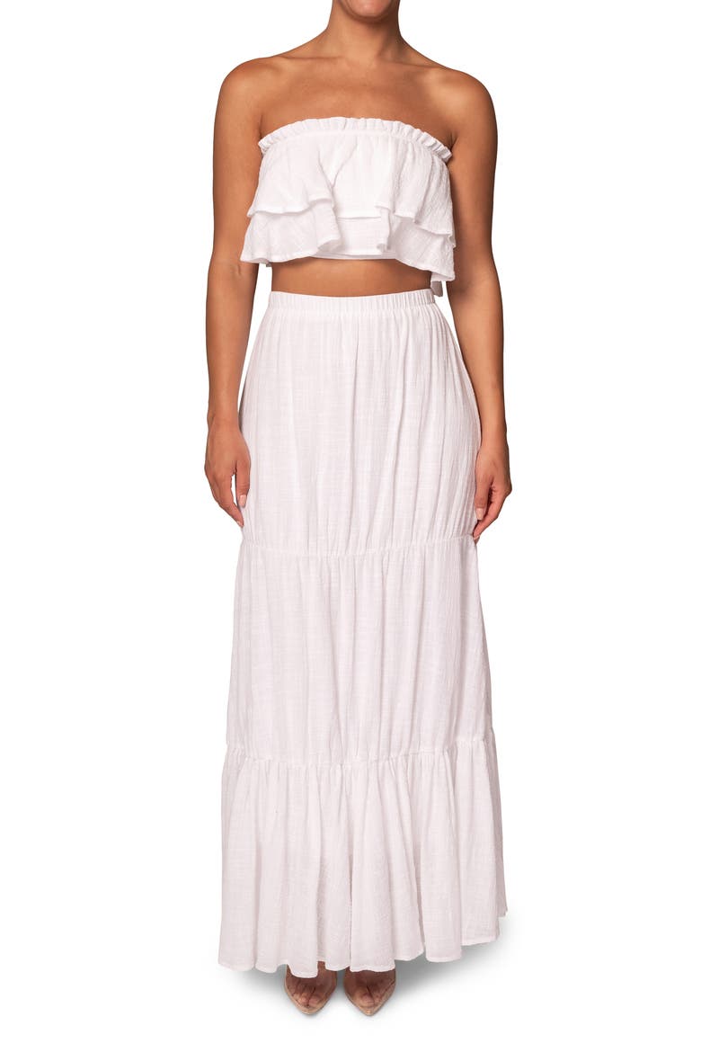 By the Sea Strapless Crop Top & Maxi Skirt Set, Main, color, WHITE