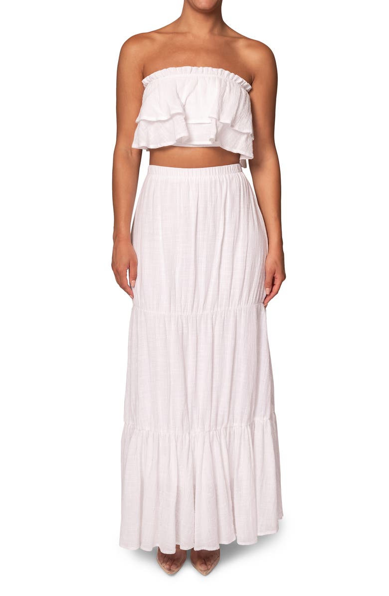 JLUXLABEL By the Sea Strapless Crop Top & Maxi Skirt Set, Main, color, 