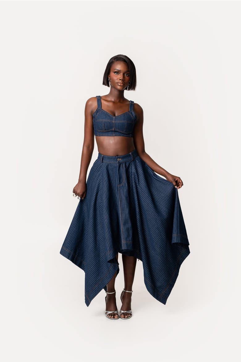Sabina Handkerchief Skirt, Alternate, color, Denim