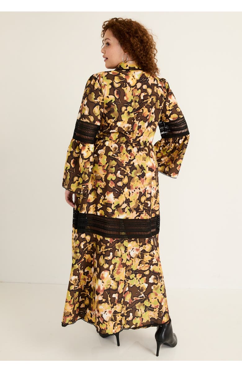 June + Vie Lace-Panelled Midi Shirt Dress, Alternate, color, Watercolor Floral