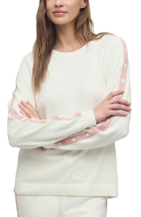 CozyChic® Ultra Lite® Heart Stripe Crewneck Lounge Top