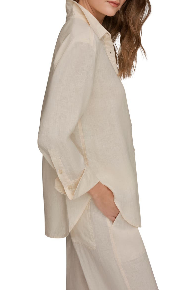 Linen Button-Up Shirt, Alternate, color, BUTTERCREAM