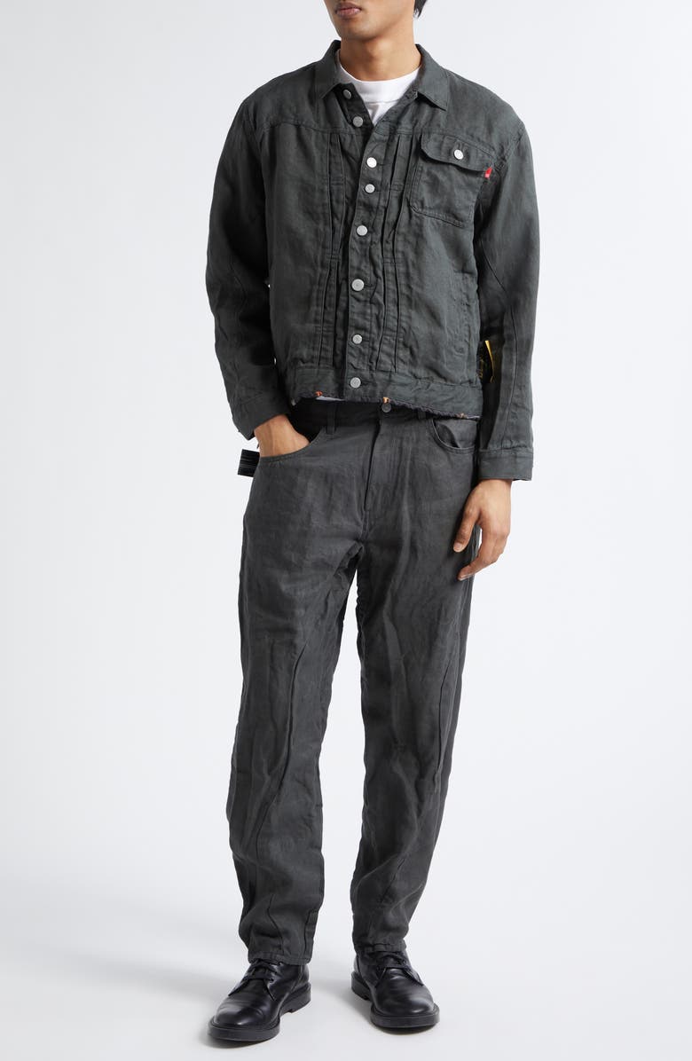 Undercover Asymmetric Seam Crinkled Linen Pants, Alternate, color, Khaki Gray
