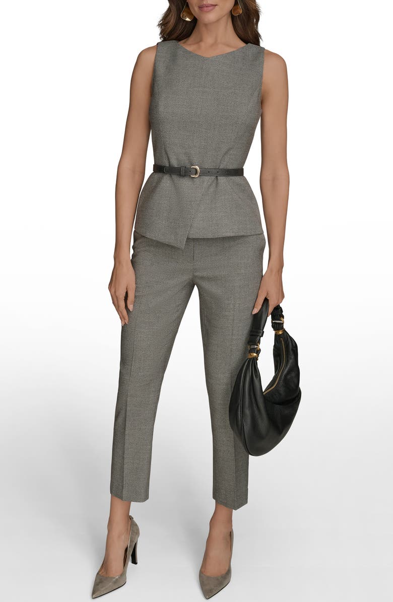 Donna Karan New York Sleeveless Belted Top, Alternate, color, Heathr Iron Multi