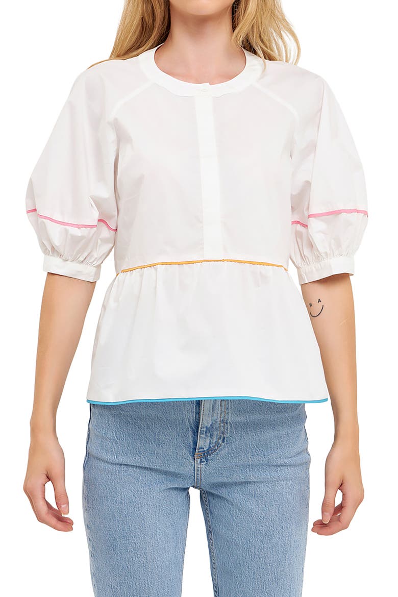 Piping Detail Blouse, Alternate, color, IVORY