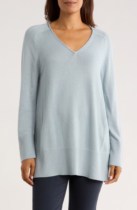 V-Neck Cotton Blend Sweater