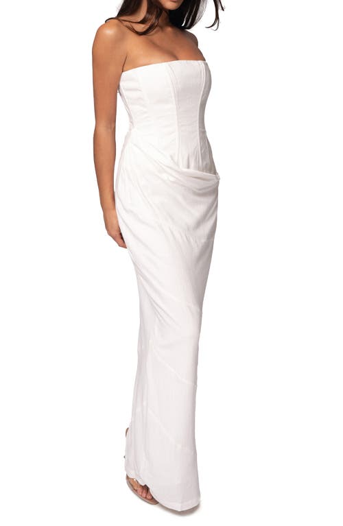 Shop Jluxlabel Journey Strapless Cotton & Linen Maxi Dress In Ivory