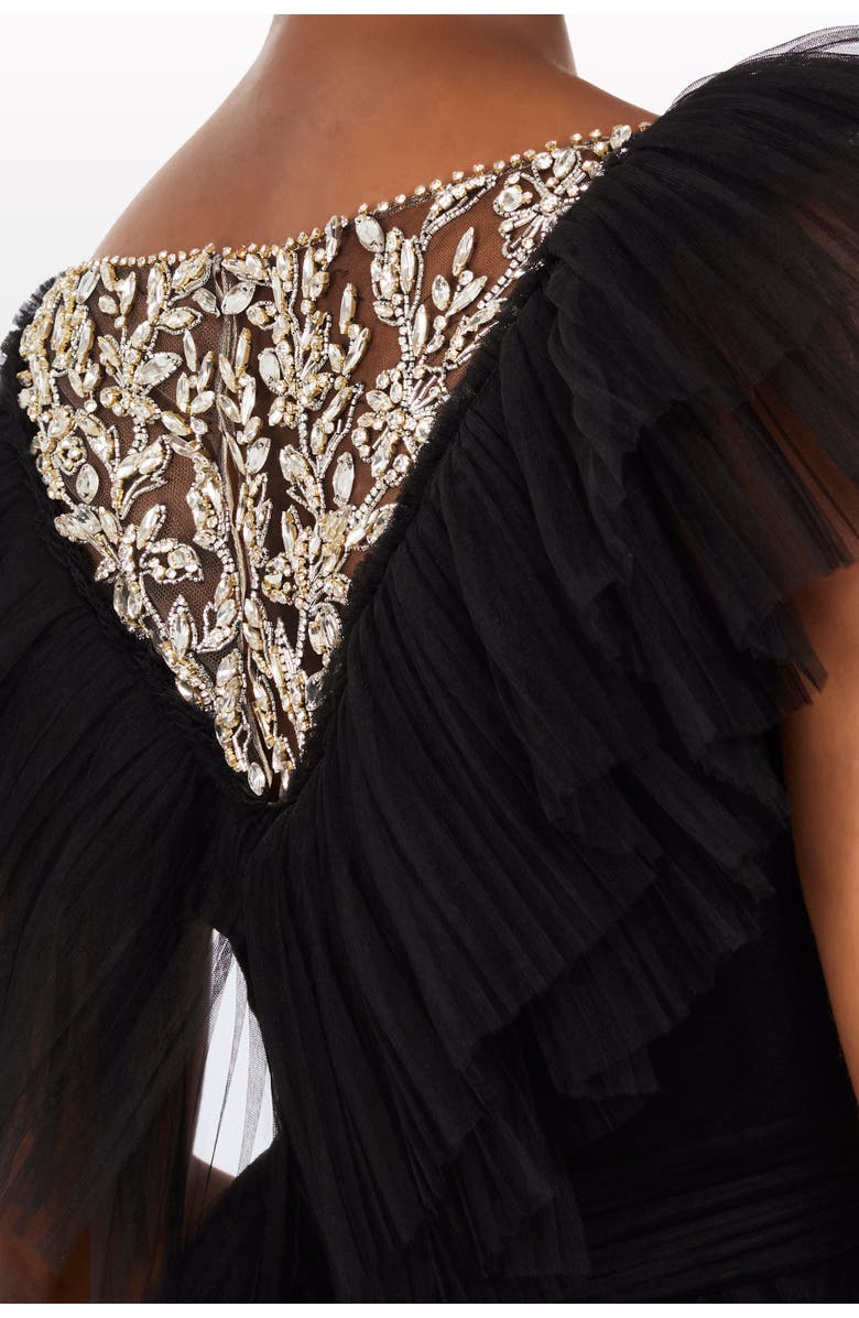 Jenny Packham Foxglove Embellished Ruffled-tulle Maxi Dress, Alternate, color, Liquorice