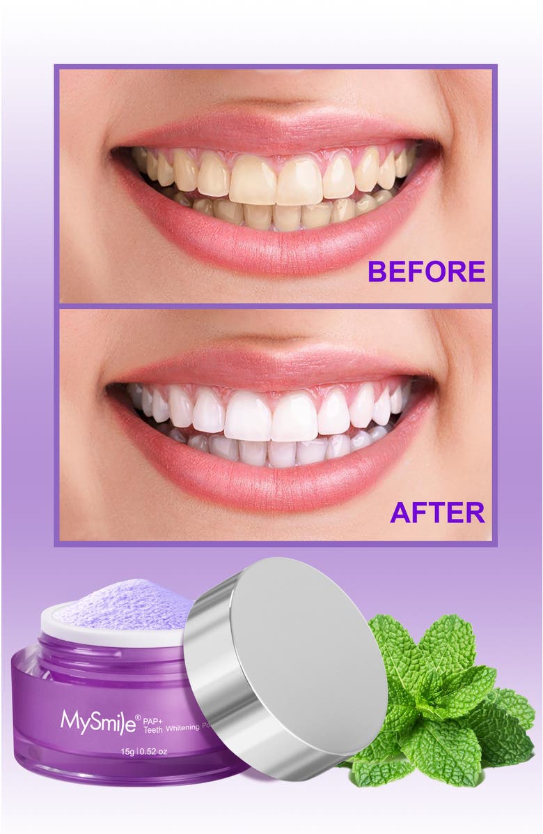 MySmile PAP Mint Non-Sensitive Teeth Whitening Powder Cavity Prevention Little Foam - 0.52 oz, Alternate, color, 