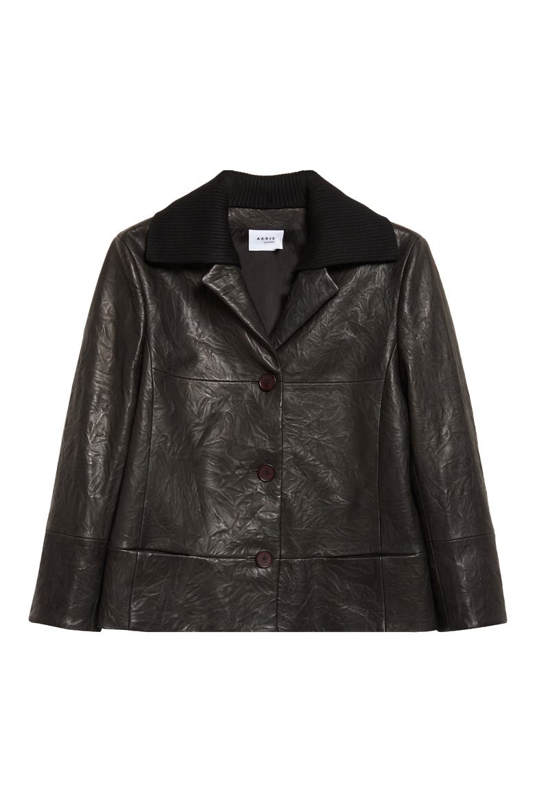 Embossed Leather Jacket, Alternate, color, BLACK