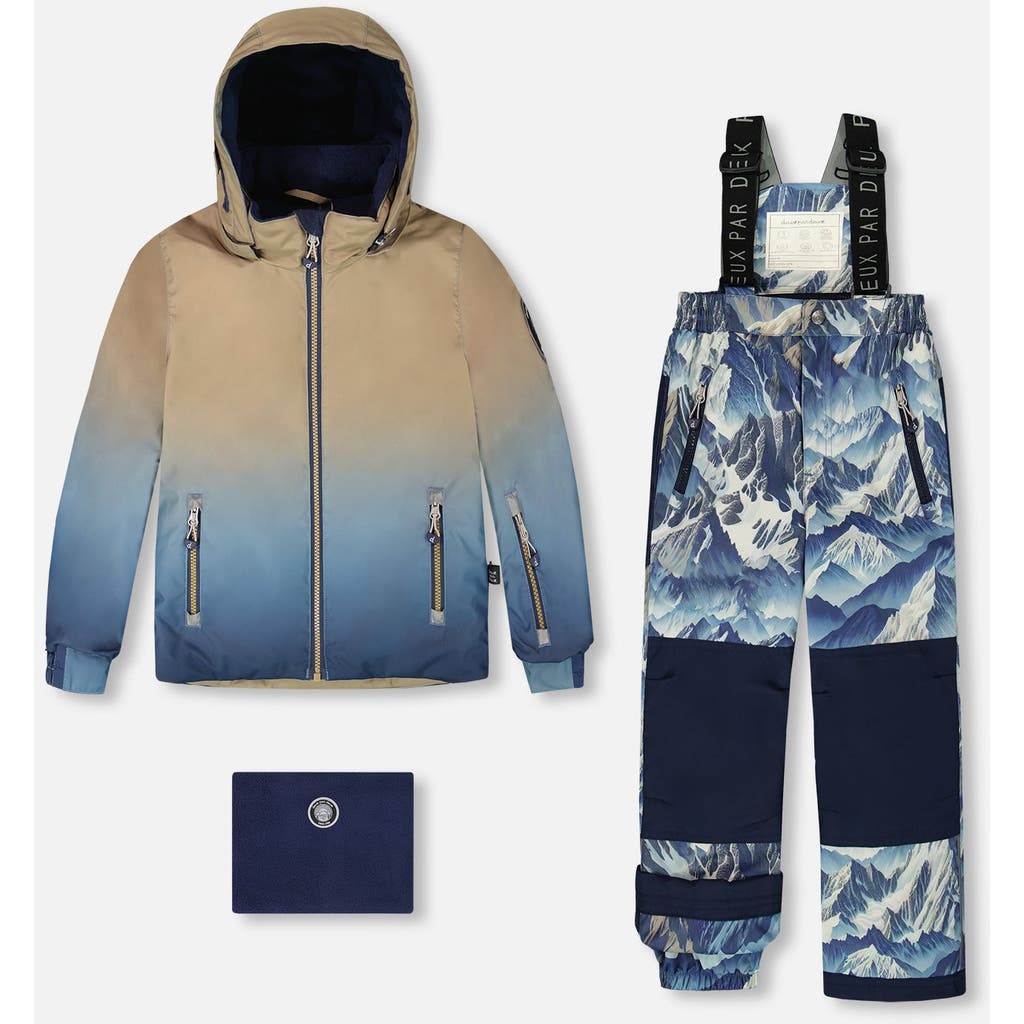 Deux Par Deux Boy Two-piece Play Snowsuit In Blue