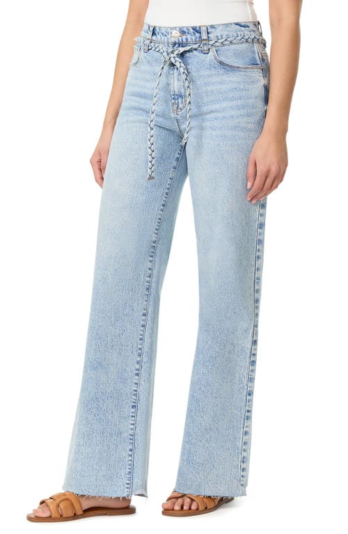 Kensie Carla Belted Wide Leg Jeans In Blue