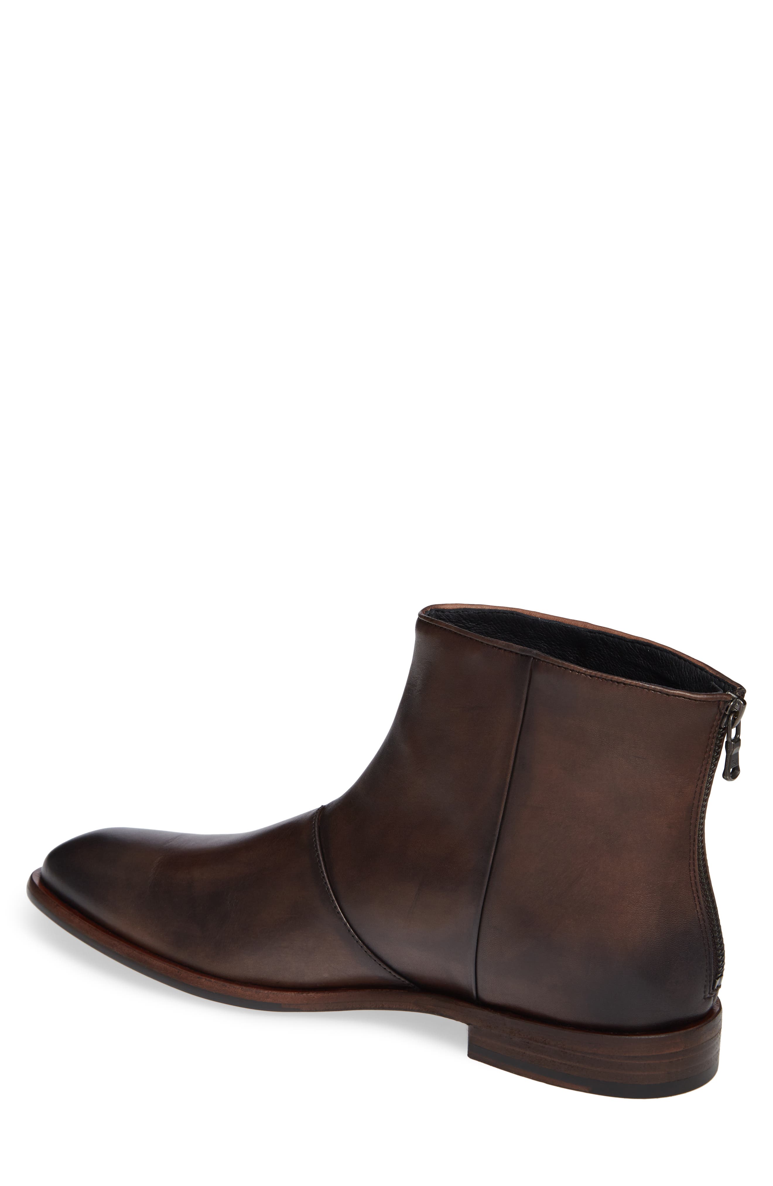 NYC Back Zip Boot, Alternate, color, WOOD BROWN LEATHER