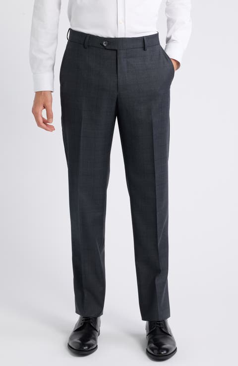 Windowpane Check Wool Pants