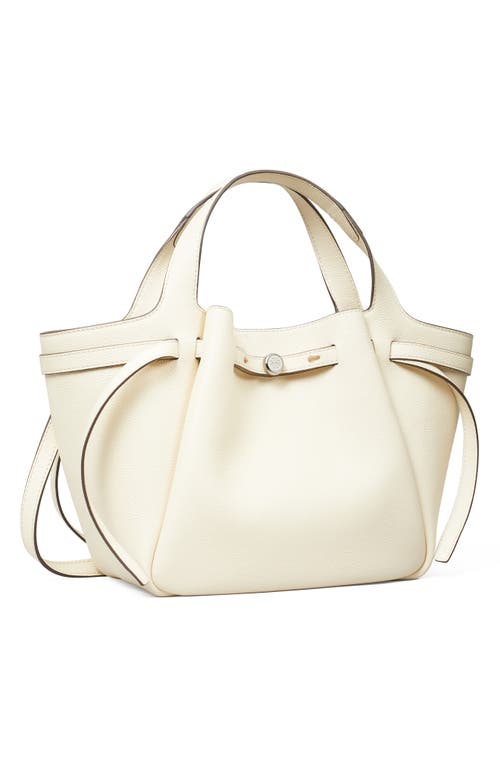 Tory Burch Romy Pebble Leather Satchel In Light Cream