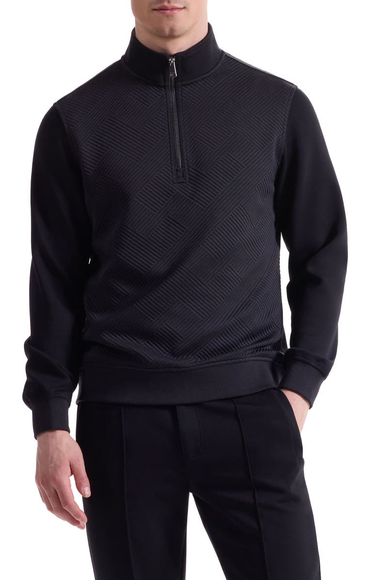 Bugatchi Soft Touch Quarter Zip, Main, color, Black