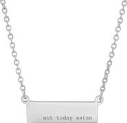 HMY JEWELRY HMY Jewelry Not Today Satan Stainless Steel Stamped ID Bar Necklace