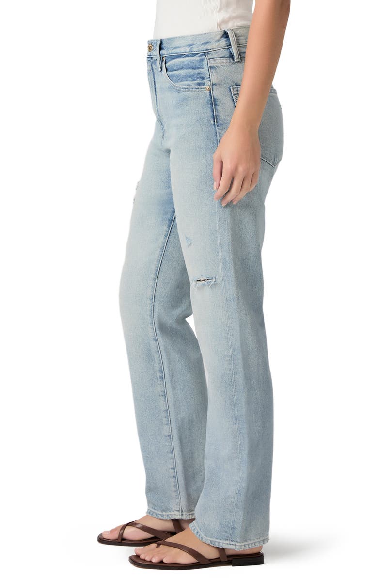 PAIGE Sawyer Ripped High Waist Straight Leg Jeans, Alternate, color, Mic Drop Destructed