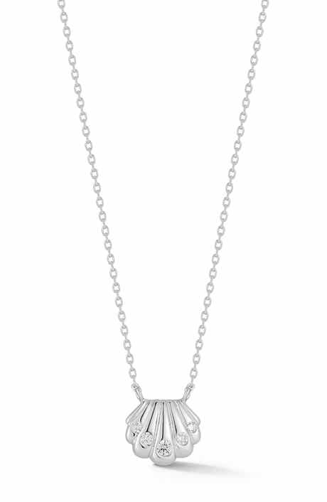 Cubic Zirconia Shell Pendant Necklace