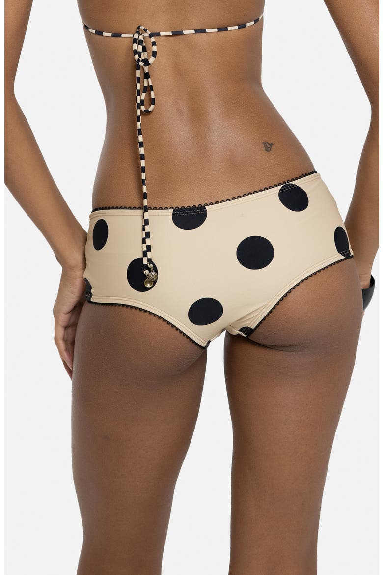 Polka Dot Hot Pant Bikini Bottoms, Alternate, color, BLACK