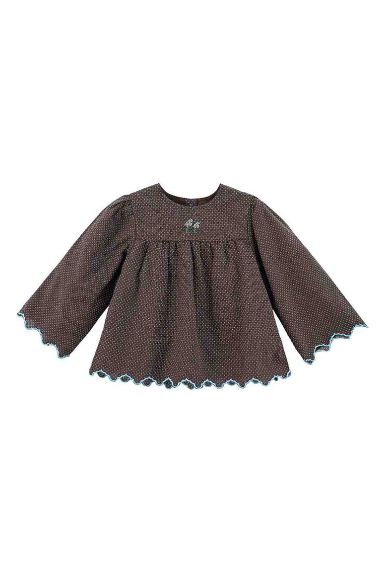 Polka Dot Scallop Outfit Set, Alternate, color, Brown