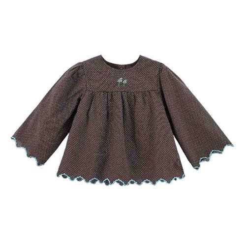 Sweet Cactus Polka Dot Scallop Outfit Set In Brown