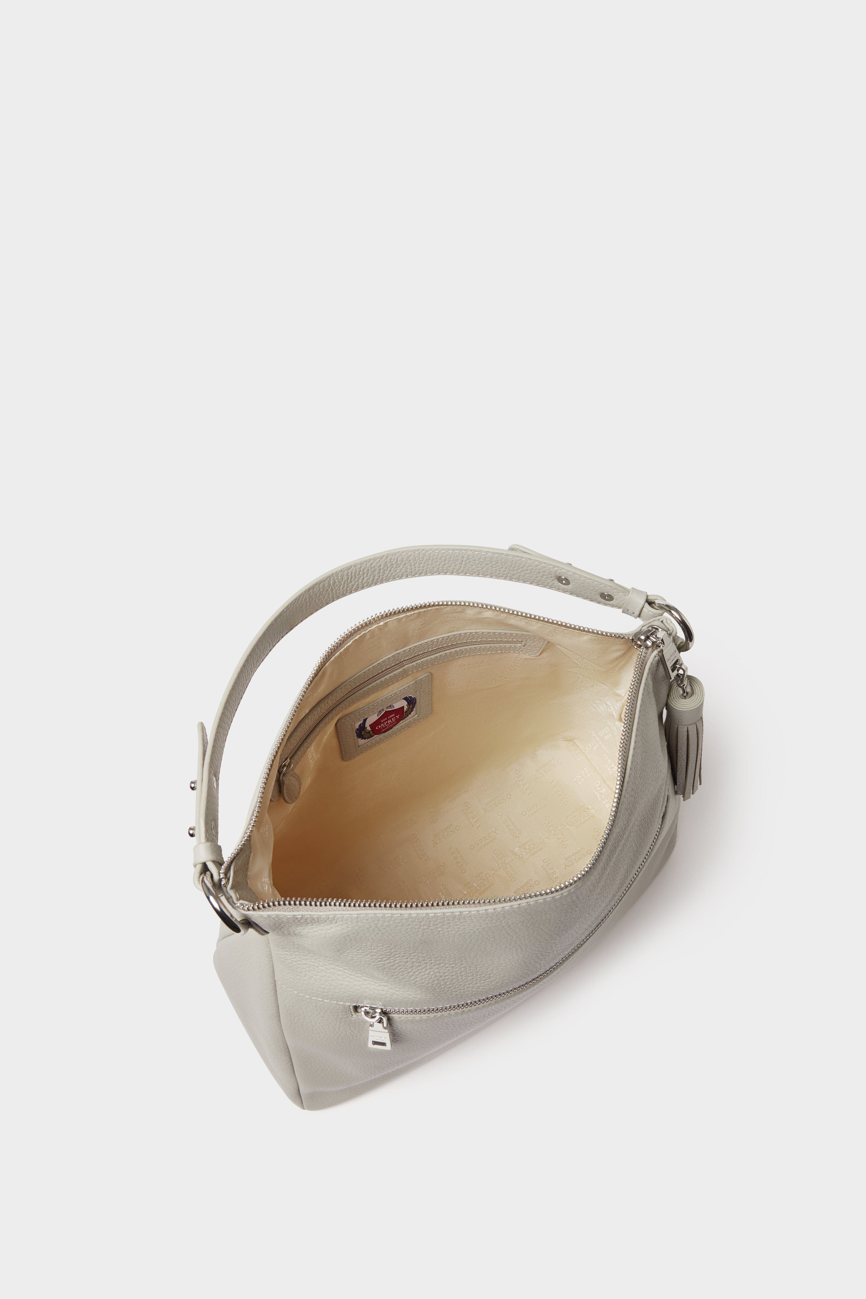 Osprey London The Stella Leather Hobo Bag, Alternate, color, Taupe