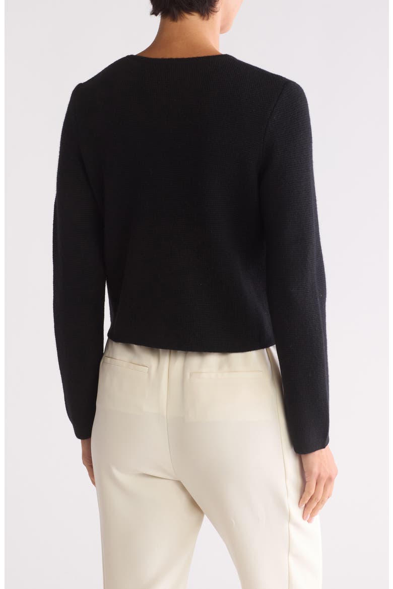 Crewneck Merino Wool Cardigan, Alternate, color, BLACK