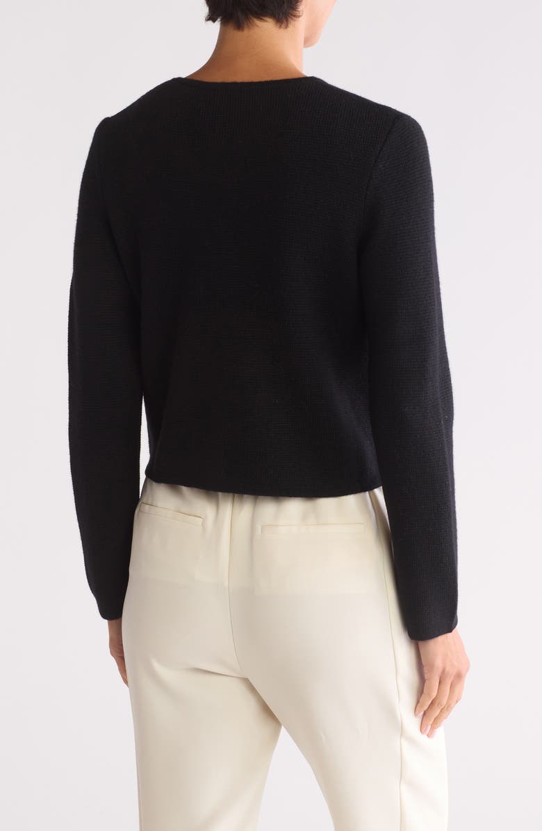 Bruno Magli Crewneck Merino Wool Cardigan, Alternate, color, Black