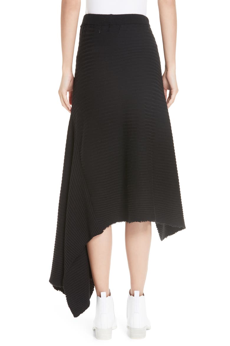 Marques'Almeida Draped Wool Sweater Skirt, Alternate, color, BLACK