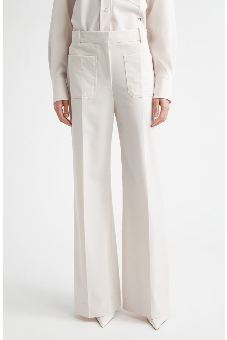 Alina High Waist Stretch Flare Leg Pants, Main, color, BONE