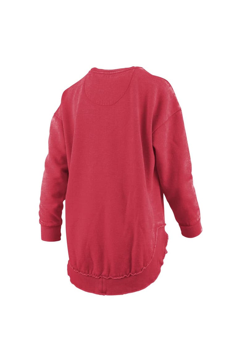 Women's Pressbox  Scarlet Nebraska Huskers Melange Poncho Vintage Fleece Long Sleeve Pullover Sweatshirt, Alternate, color, Scarlet
