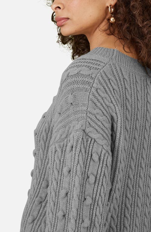 Yumi Cable Knit Tunic Dress In Gray
