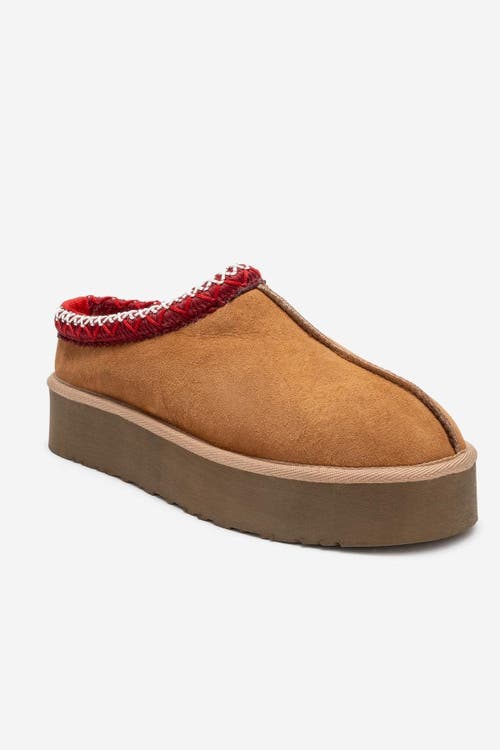 Forever & Always Shoes Avelia Leather Winter Slippers In Brown