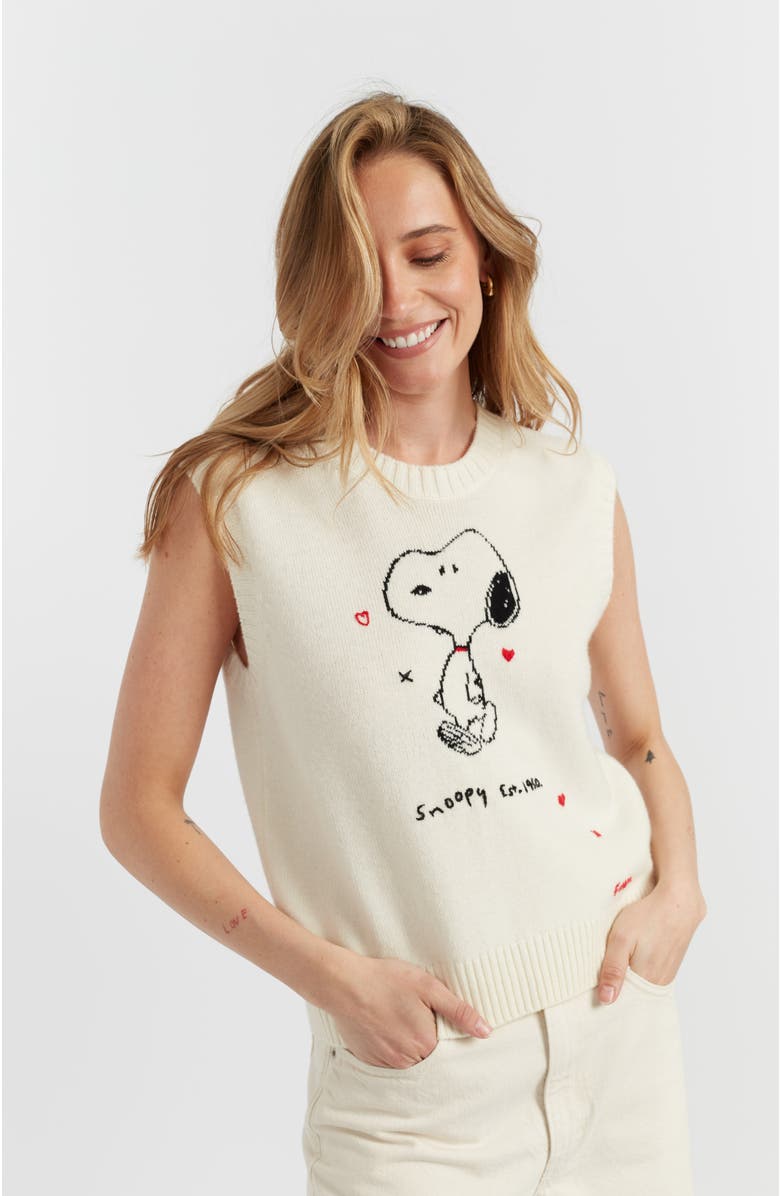 Chinti & Parker Wool Cashmere Snoopy Anniversary Tank, Main, color, 
