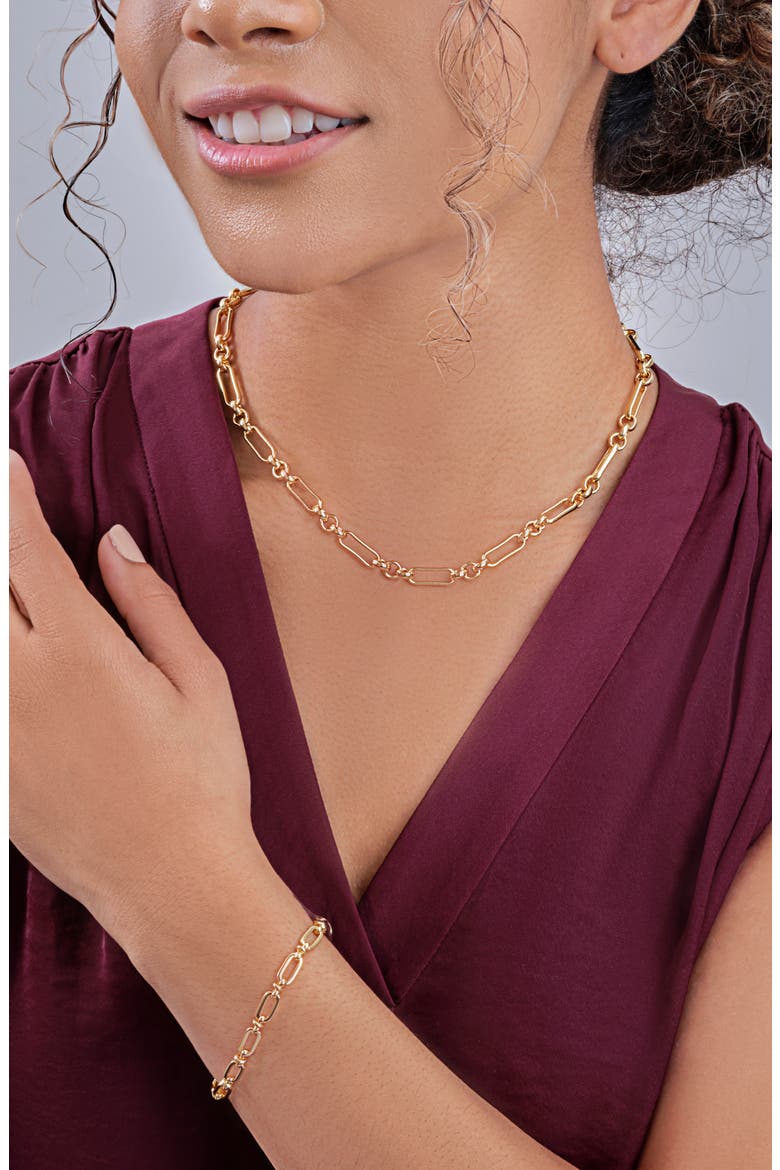 Large Oval Link Chain Necklace, Alternate, color, GOLD